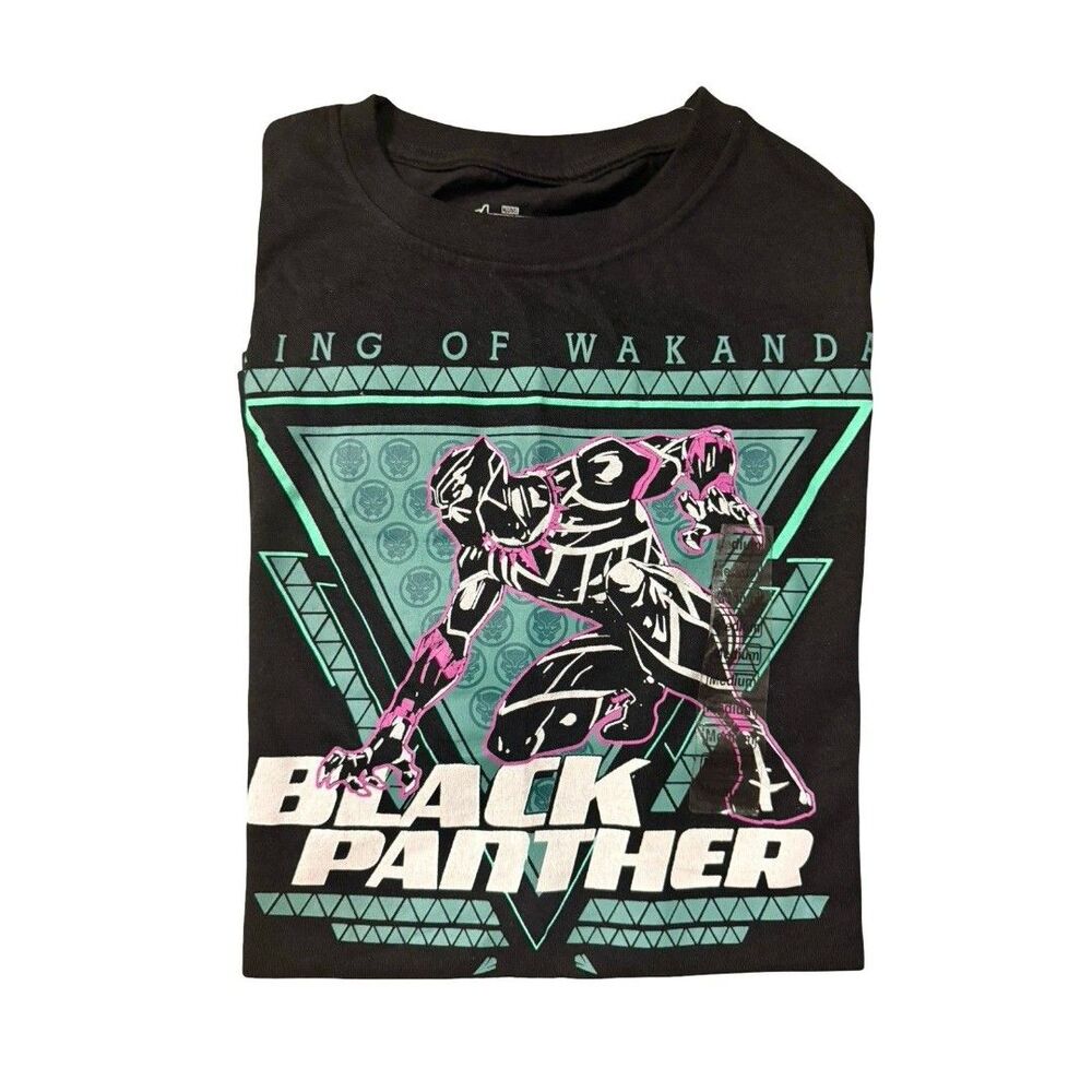 Marvel Black Panther Graphic T-Shirt Men’s Medium Wakanda Forever Tee Black NWT